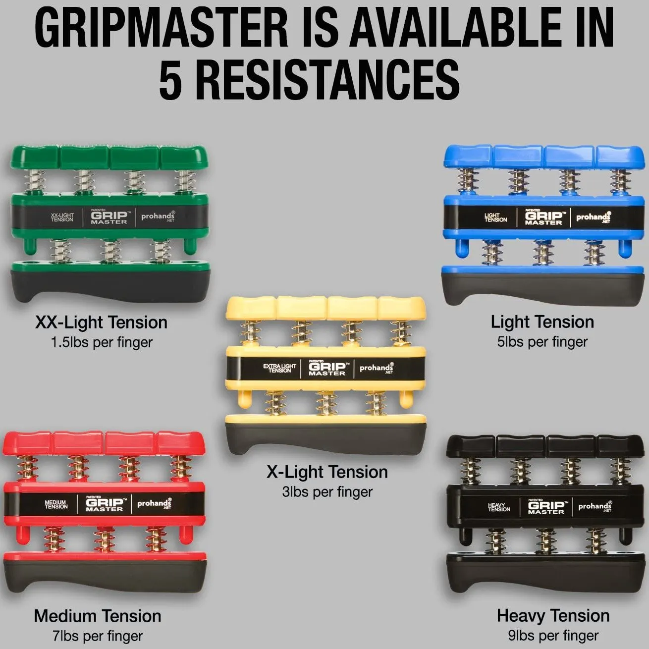 Gripmaster handtrainers set 4 stuks